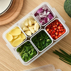 2 Layer Grated Scallion Storage Box with Lid and Drainage - Fresh Keeping Box
