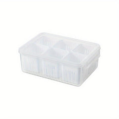 2 Layer Grated Scallion Storage Box with Lid and Drainage - Fresh Keeping Box