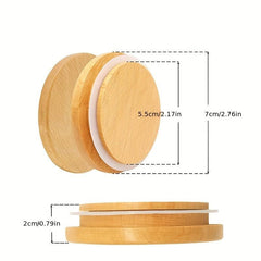 2pcs Bamboo Sealing Cover for Cups and Kettles - Kitchen Storage