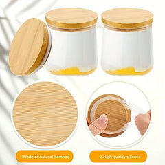 2pcs Bamboo Sealing Cover for Cups and Kettles - Kitchen Storage