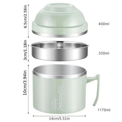 304 Stainless Steel Insulated Lunch Box Double Layer Bowl