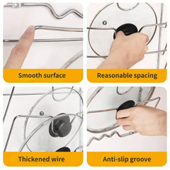 Pot Lid Holders Wall-Mounted Storage Rack Kitchen Accessories
