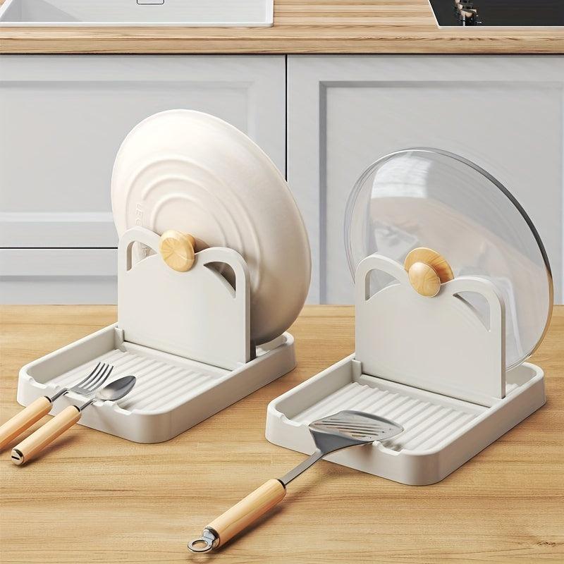 Plastic Pot Lid Rack Countertop Vertical Foldable Storage Tool