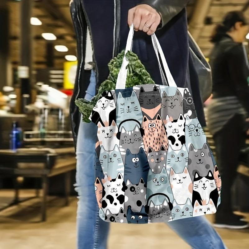 Stylish Canvas Tote Bag Eco Shopping Bag Large Capacity Folding S