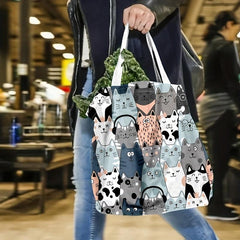 Stylish Canvas Tote Bag Eco Shopping Bag Large Capacity Folding S
