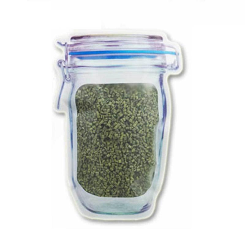 1pc Mason Jars Shaped Self Sealing Bag Moisture Proof Kitchen Organizer