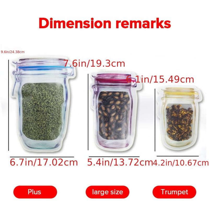 1pc Mason Jars Shaped Self Sealing Bag Moisture Proof Kitchen Organizer