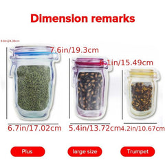 1pc Mason Jars Shaped Self Sealing Bag Moisture Proof Kitchen Organizer