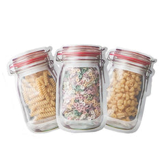 1pc Mason Jars Shaped Self Sealing Bag Moisture Proof Kitchen Organizer