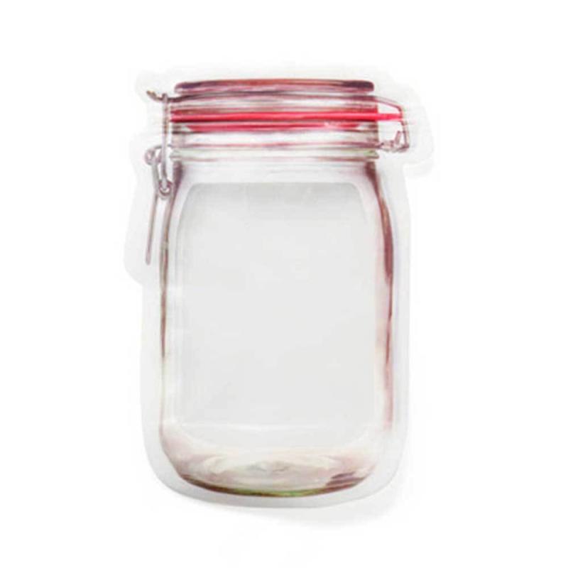 1pc Mason Jars Shaped Self Sealing Bag Moisture Proof Kitchen Organizer