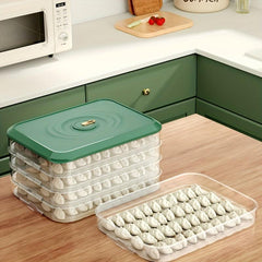 Portable Dumpling Box w/ Lid & Timer Sealed Food Container for Kitchen Supplies