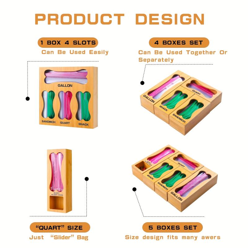 Bamboo Ziplock Bag Storage Organizer for Kitchen Drawer