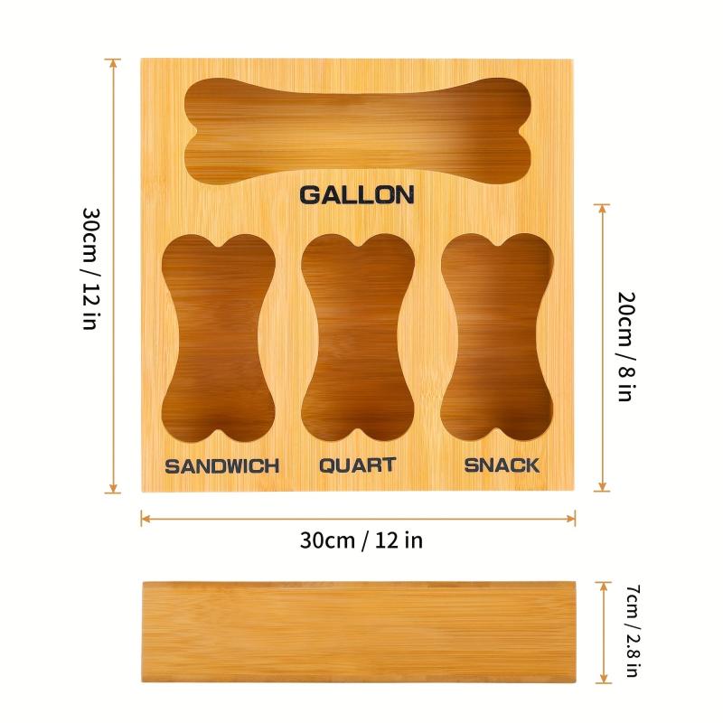 Bamboo Ziplock Bag Storage Organizer for Kitchen Drawer