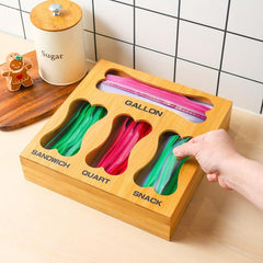 Bamboo Ziplock Bag Storage Organizer for Kitchen Drawer