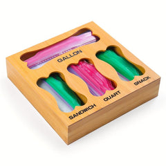 Bamboo Ziplock Bag Storage Organizer for Kitchen Drawer