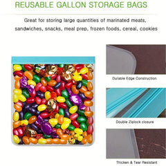 BPA Reusable Gallon Bags for Freezer Food Storage Leakproof Easy Seal