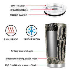 Flag Tumbler 20oz Stainless Steel Coffee Mug Vacuum Insulated Travel Tumbler