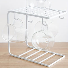 Nordic Iron Drain Rack with Hooks for Coffee Mugs and Dishes