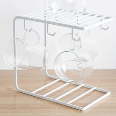 Nordic Iron Drain Rack with Hooks for Coffee Mugs and Dishes