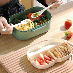 Portable Single Double Layer Lunch Box With Fork and Spoon