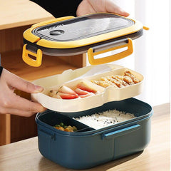 Portable Single Double Layer Lunch Box With Fork and Spoon
