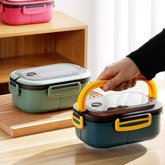 Portable Single Double Layer Lunch Box With Fork and Spoon