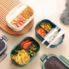 Portable Single Double Layer Lunch Box With Fork and Spoon