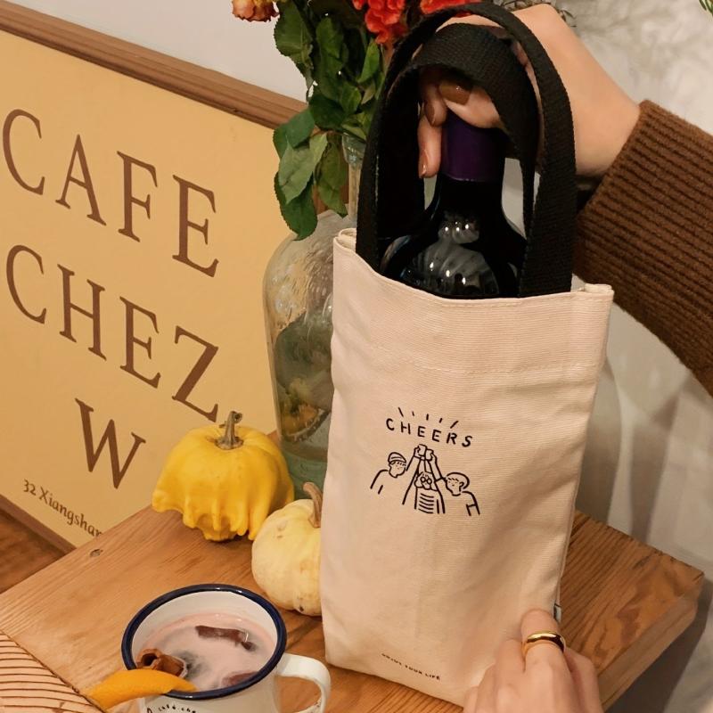 1pc Cheers Canvas Bag Reusable Shopping Bag Portable Organizer