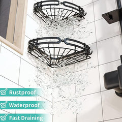 2 Pack Corner Shower Caddy + 4 Hooks Stainless Steel