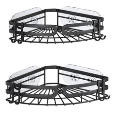 2 Pack Corner Shower Caddy + 4 Hooks Stainless Steel