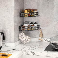 2 Pack Corner Shower Caddy + 4 Hooks Stainless Steel