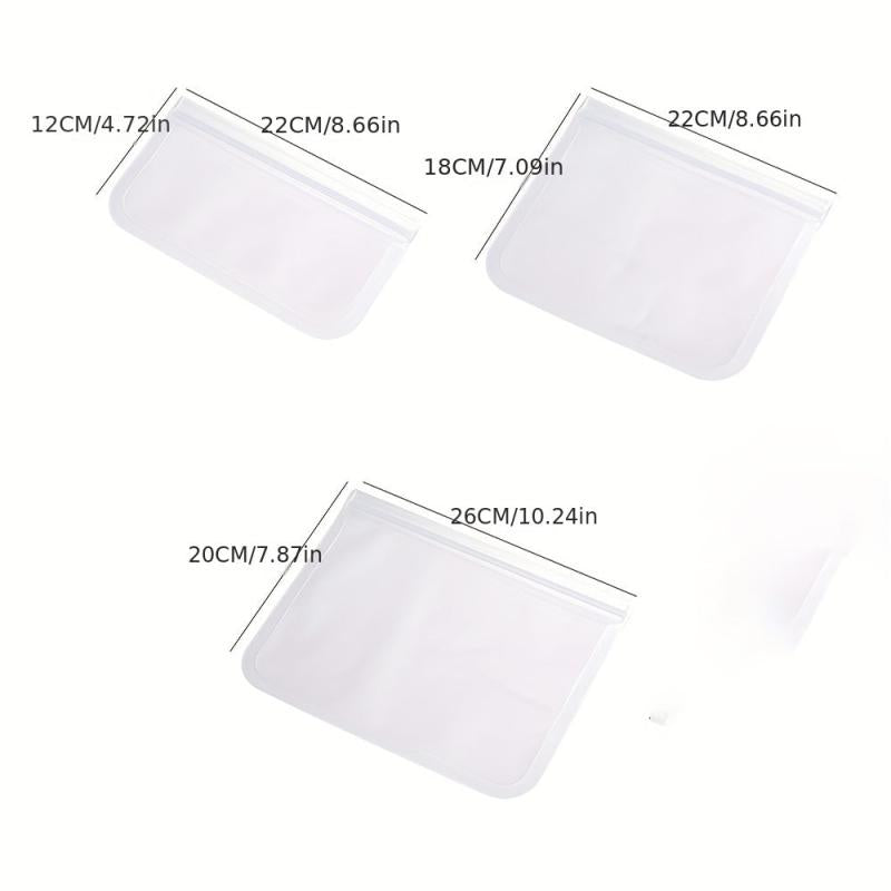 3pcs Leakproof Reusable Storage Bags for Freezer Meats Snacks Home Organization