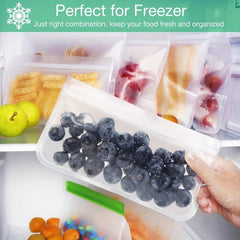 3pcs Leakproof Reusable Storage Bags for Freezer Meats Snacks Home Organization