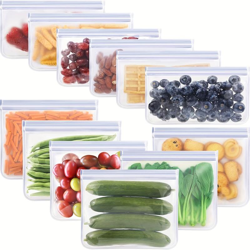 3pcs Leakproof Reusable Storage Bags for Freezer Meats Snacks Home Organization