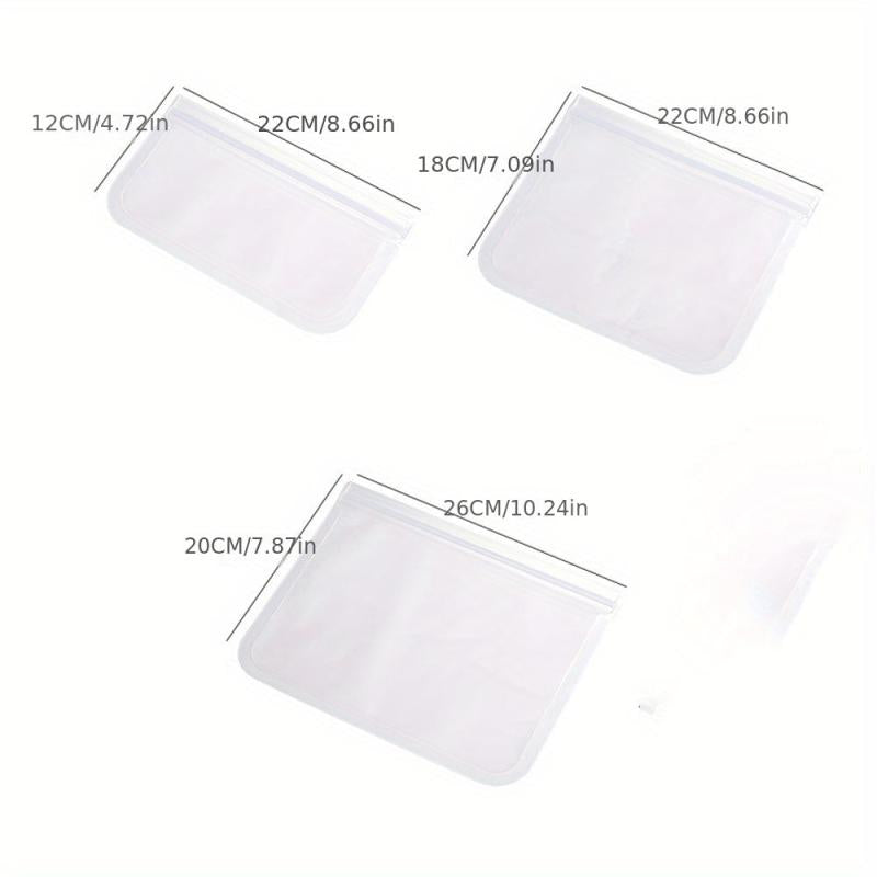 3pcs Leakproof Reusable Storage Bags for Freezer Meats Snacks Home Organization