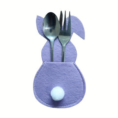 8pcs Rabbit Felt Tableware Storage Bag Home Decorative Accessories