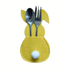 8pcs Rabbit Felt Tableware Storage Bag Home Decorative Accessories