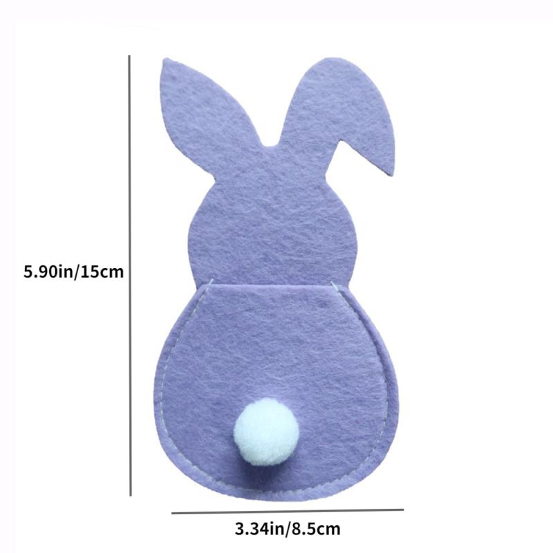 8pcs Rabbit Felt Tableware Storage Bag Home Decorative Accessories