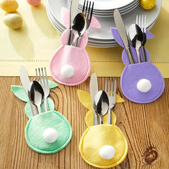 8pcs Rabbit Felt Tableware Storage Bag Home Decorative Accessories