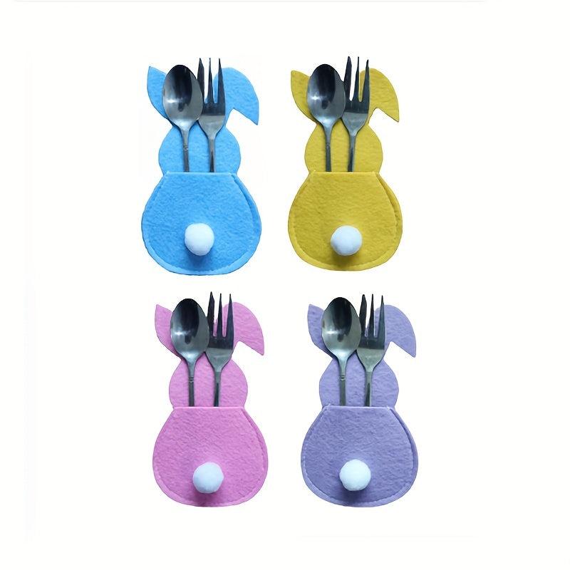 8pcs Rabbit Felt Tableware Storage Bag Home Decorative Accessories