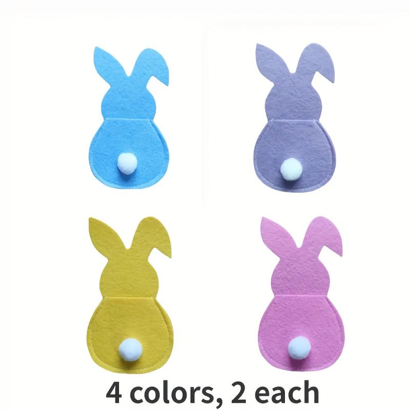 8pcs Rabbit Felt Tableware Storage Bag Home Decorative Accessories