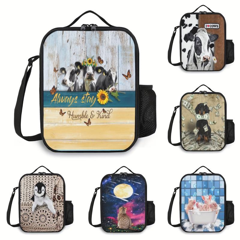 3D Animal Printed Lunch Bag Funny Pattern Insulated Tote Waterproof Organizer