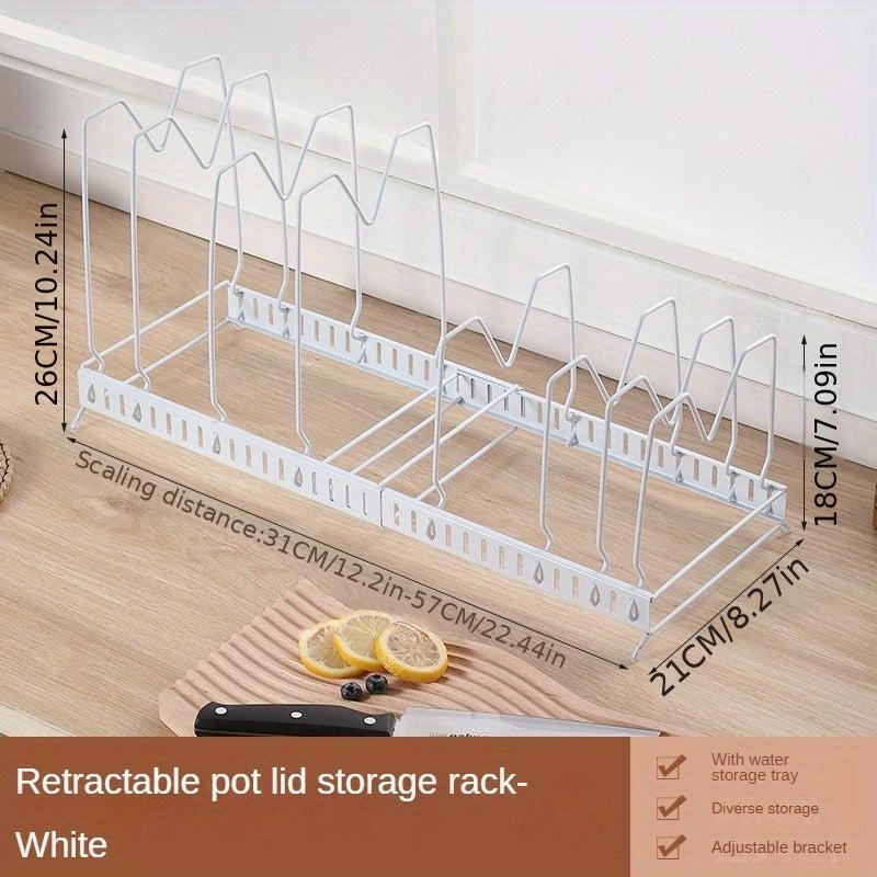 Adjustable Pots & Pans Rack Organizer with Dividers, Kitchen Storage