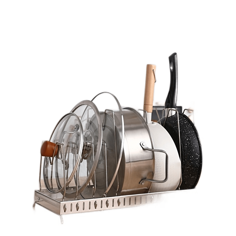 Adjustable Pots & Pans Rack Organizer with Dividers, Kitchen Storage