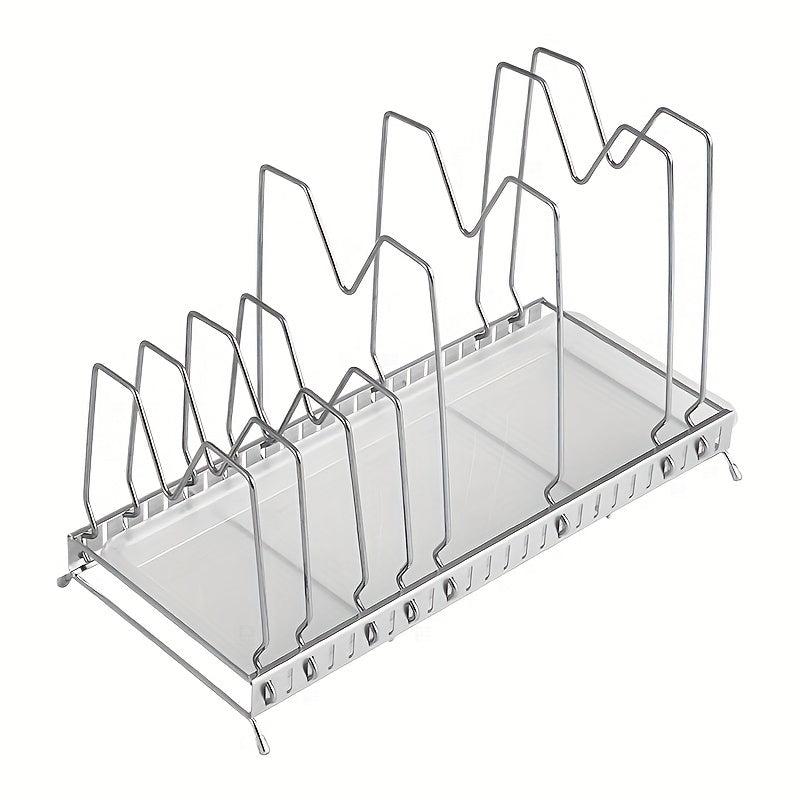 Adjustable Pots & Pans Rack Organizer with Dividers, Kitchen Storage