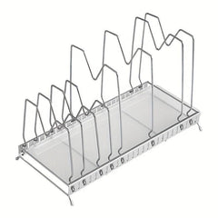 Adjustable Pots & Pans Rack Organizer with Dividers, Kitchen Storage