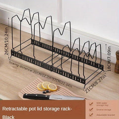 Adjustable Pots & Pans Rack Organizer with Dividers, Kitchen Storage