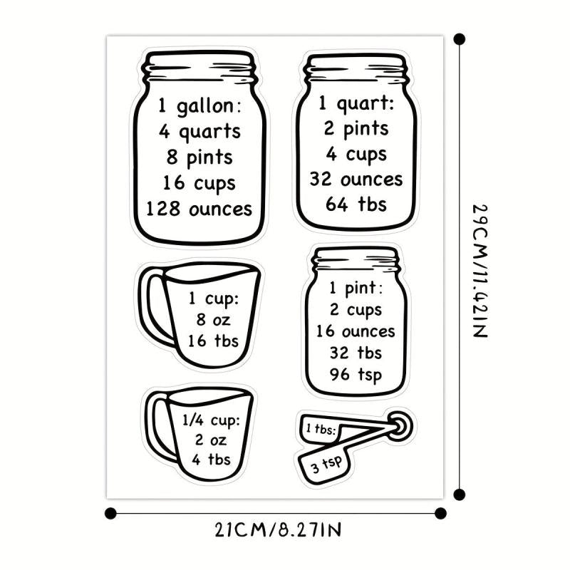 Kitchen Capacity Unit Conversion Stickers 2 Sheets Pack