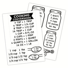 Kitchen Capacity Unit Conversion Stickers 2 Sheets Pack
