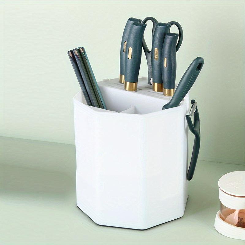 1pc Kitchen Storage Tube Rotating Rack Plastic Utensil Holder